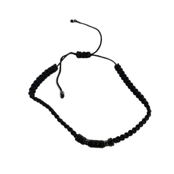 Morse Code Bracelet Black Beaded Slider Adjustable New - Picture 4 of 4